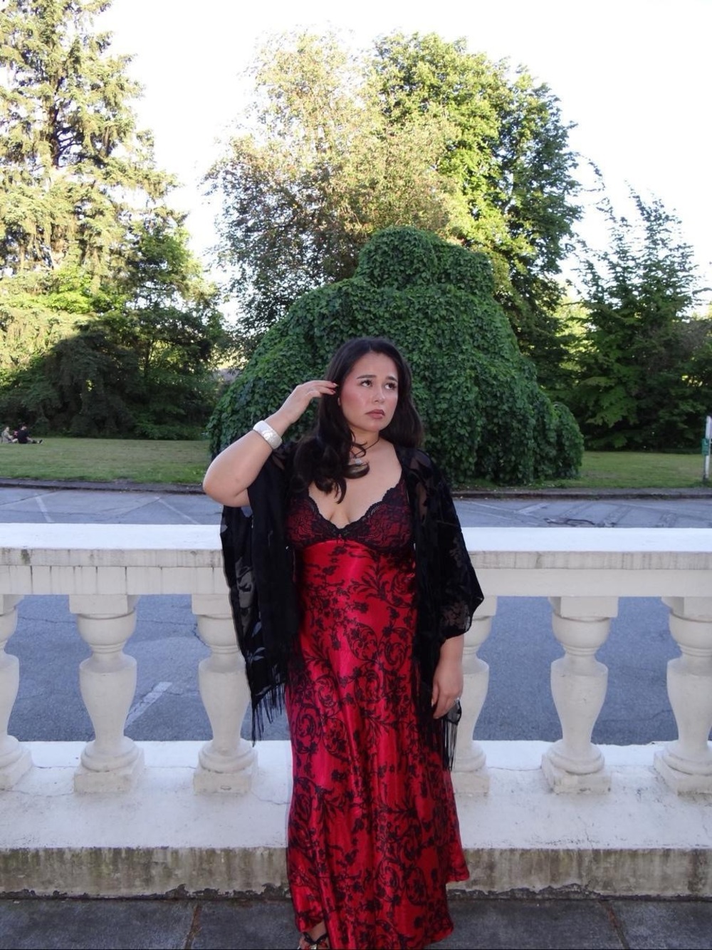 In Bloom by Jonquil Red & Black Floral Maxi Dress Woman’s M